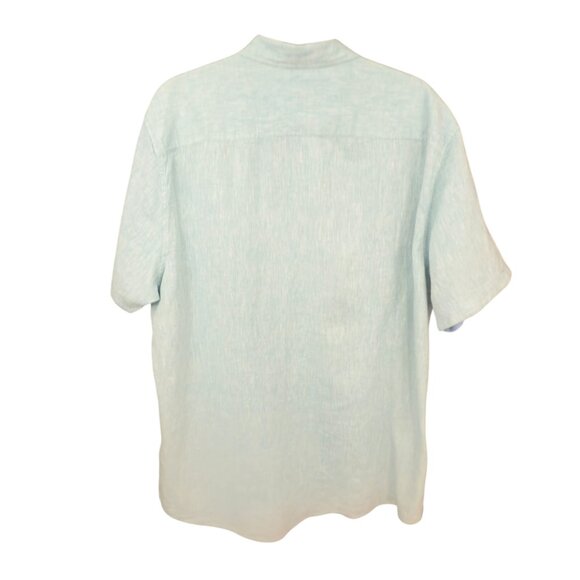 Heritage Report Collection Men's Shirt Linen Light Blue Short Sleeves - Picture 4 of 11